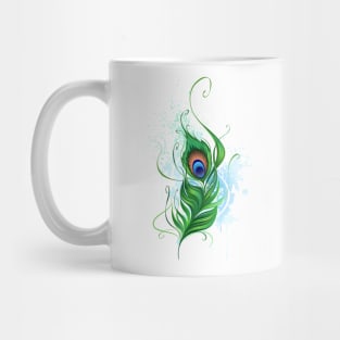 Green peacock feather Mug